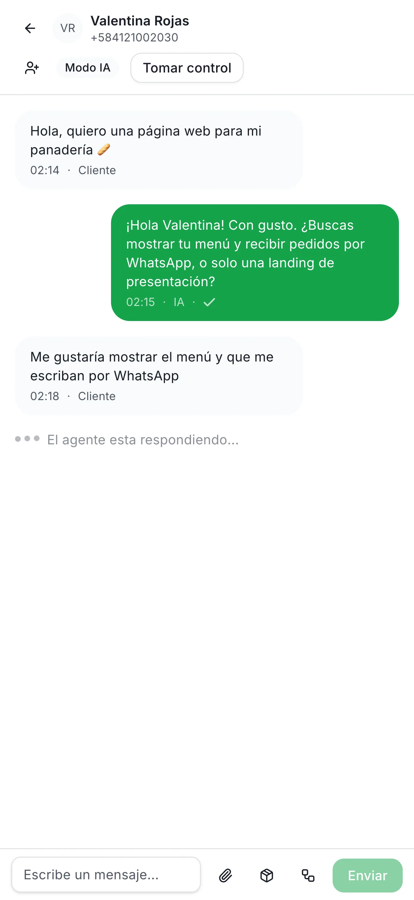 Conversación en la app de Nodo para operadores